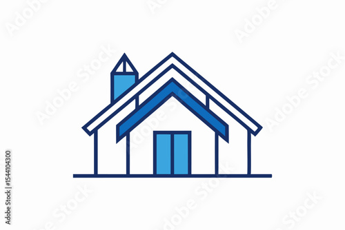 Blue House Minimalist Icon Simple Home Logo vector