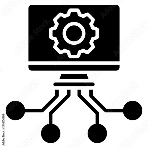 Computation Node glyph icon, use for machine learning, education, technology industry, UI, UX kit, app and web development, digital or print.