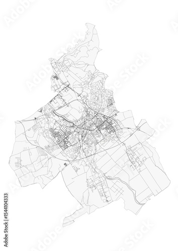 Nitra highway map. Clean vector design, focused on road network for visualization or print.