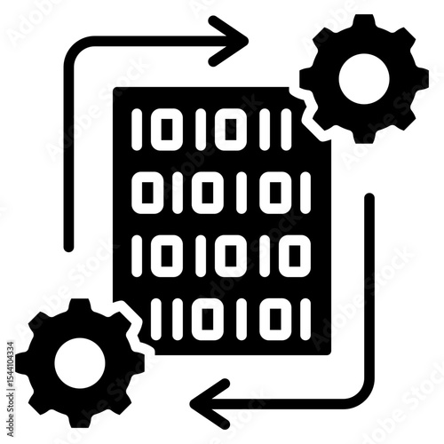 Processing Data glyph icon, use for machine learning, education, technology industry, UI, UX kit, app and web development, digital or print.
