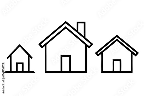 Black Line Art Graphic Three Houses Sizes home homes