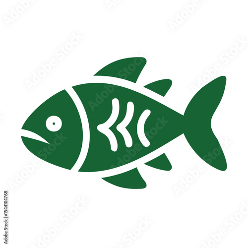 Dark Green Fish Icon Simple Silhouette Illustration Bone Structure Aquatic Animal Graphic Design Element Environment