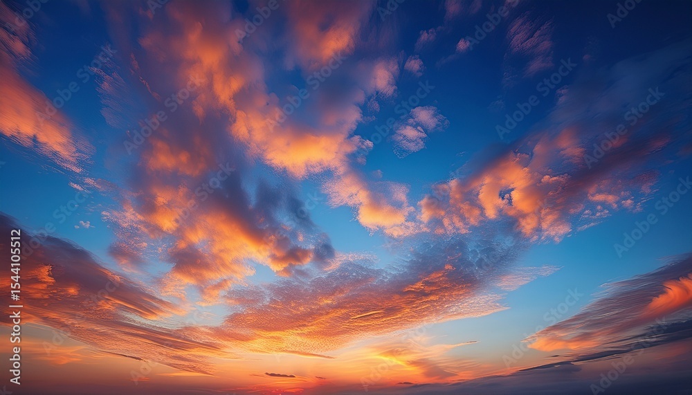 Fototapeta premium radiant sunset clouds painted across a blue sky