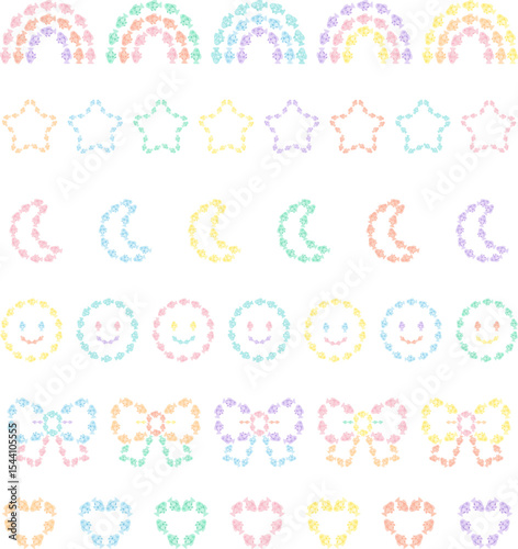Pastel Fish Icon Set – Rainbow, Star, Moon, Smile, Ribbon, Heart