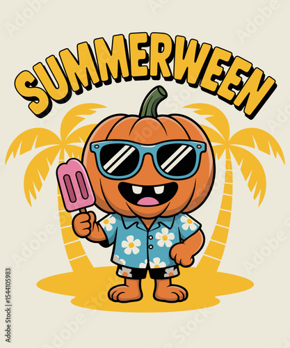 Summerween Spooky Halloween Summer Vibes Pumpkin Ice-cream
