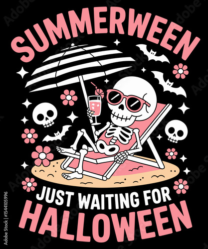 Summerween Just Waiting For Halloween Skeleton Beach