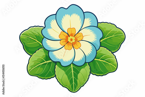 A beautiful vector illustration of a blue flower, isolated on white, with vibrant petals and a natural floral design, perfect for spring and summer garden themes