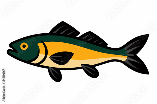 A vibrant vector illustration of a fish, perfect for aquatic themes like seafood, fishing, or an underwater marine cartoon