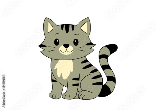 A simple vector illustration of a cute grey kitten, ideal for children's books, pet adoption campaigns, or animal welfare projects.