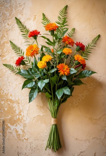 Angular view of plants on dry bouquet wall Lucknow Uttar Pradesh India