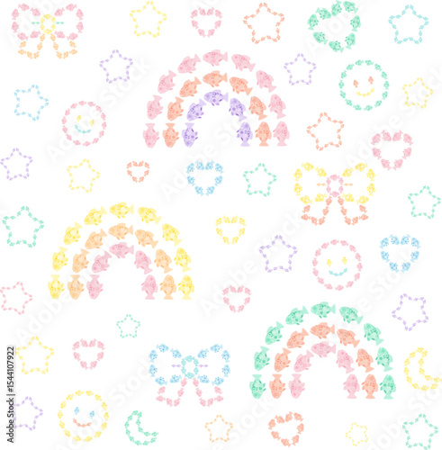 Random Pattern of Motifs Drawn with Fish – No Background
