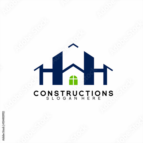 Real Estate logo design with MH letter concept.