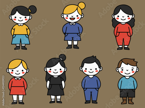 Little Figures: A collection of illustrated figures, each with their own unique character, style, and charm, forming a delightful ensemble. Evokes a sense of inclusivity and belonging.