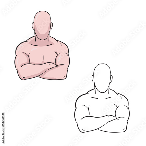 crossed arms vector illustrations. simple draw. outline