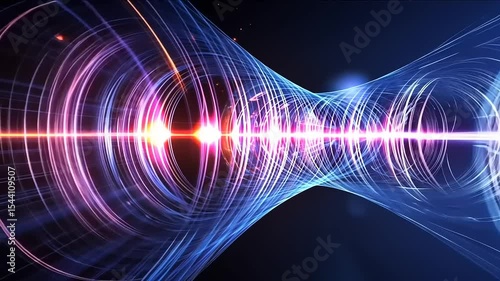 Mystical Light Strings Abstract Flowing Portal, Magical Space Tunneling