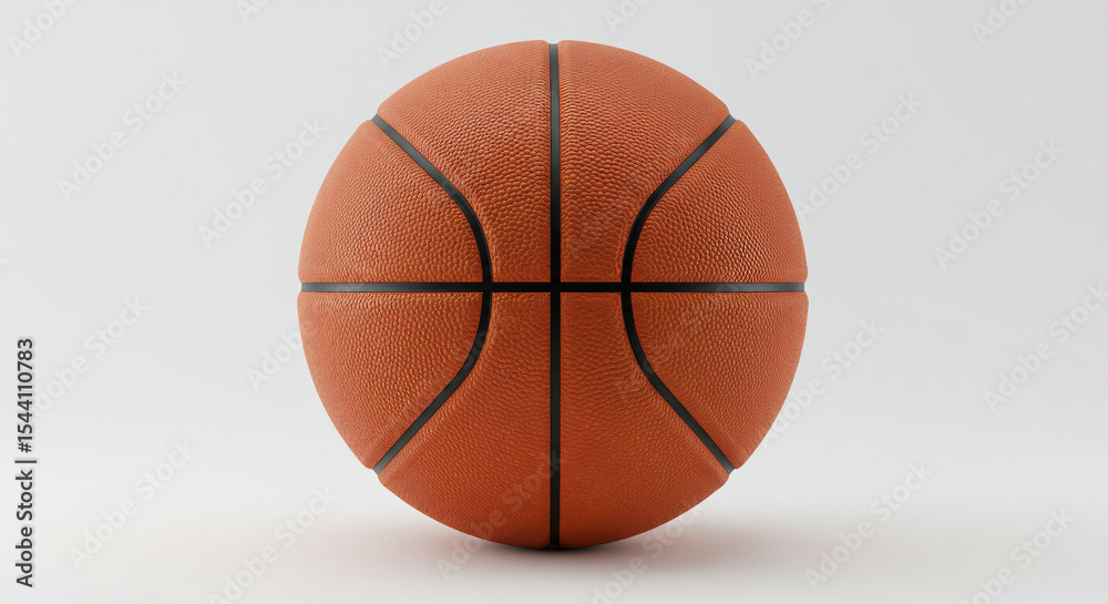 Fototapeta premium Basketball isolated on white, textured and vibrant, ideal for team sport and athletic stock photos.