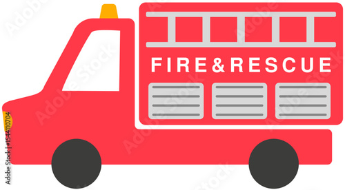 fire engine side view isolated illustration