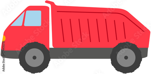 red dump truck side view illustration