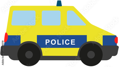 police car side view isolated illustration