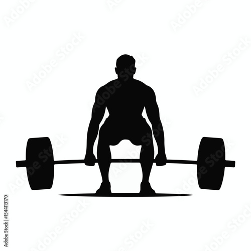 Weightlifter silhouette deadlift exercise isolated on white background