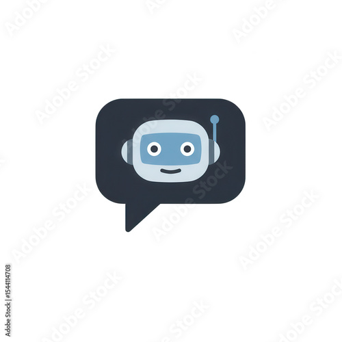 Friendly robot chatbot icon in speech bubble isolated on transparent background