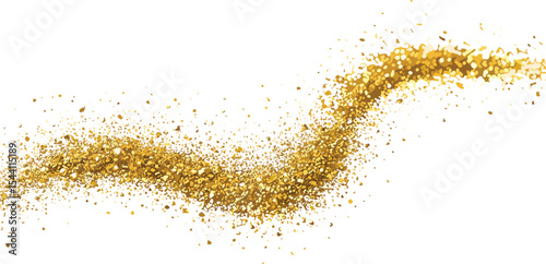 Gold glitter shiny particles, glow, golden splatter. Festive golden placer for your design