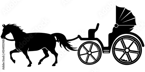 Silhouette of carriage - cinderella cariage - carriage with horse