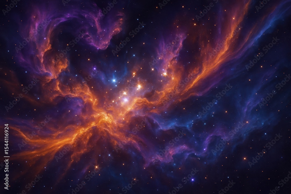 Fototapeta premium Spectacular cosmic nebula explosion with brilliant colors and stardust particles