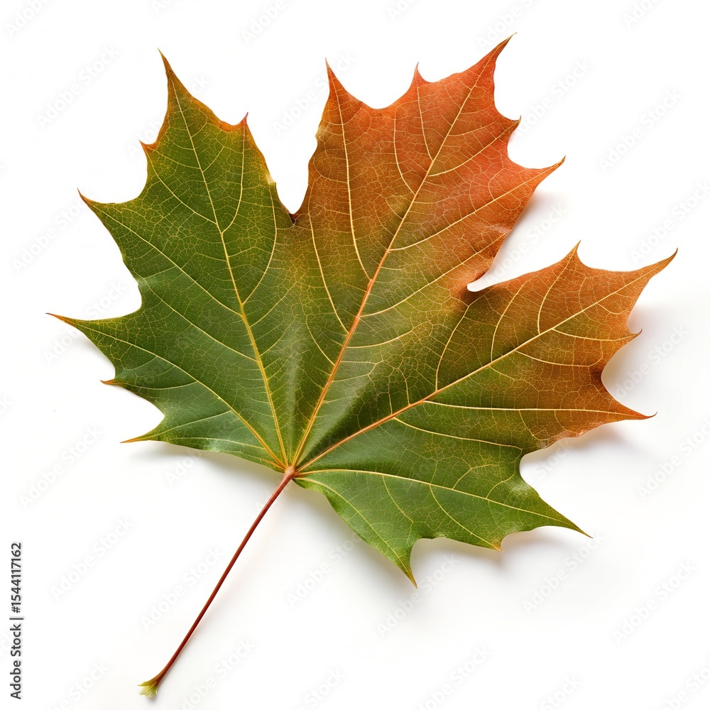 Fototapeta premium Maple Leaf Isolated – High-Resolution Botanical Image on White Background