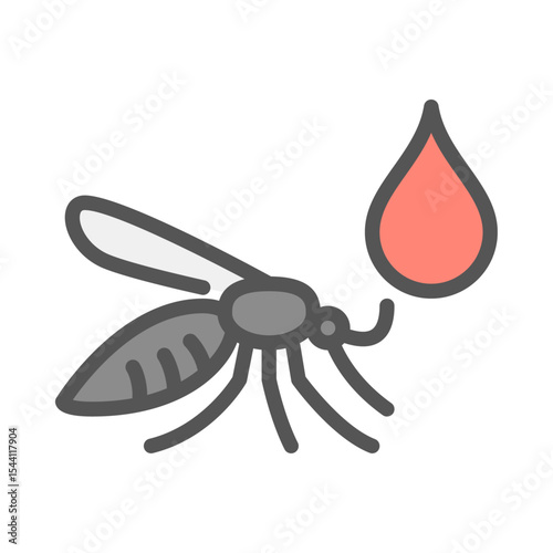 dengue fever filled outline icon. malaria color line illustration.