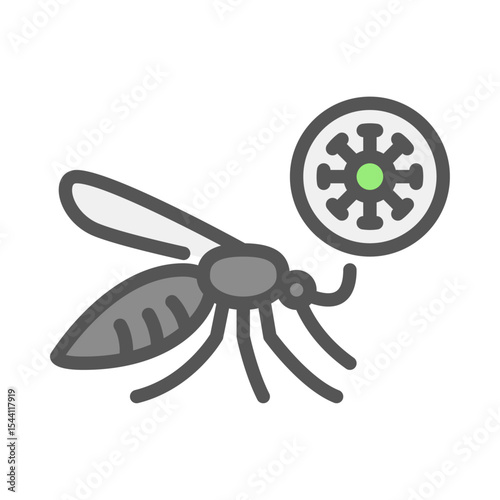malaria filled outline icon. dengue fever color line illustration.