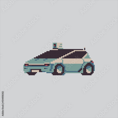 Pixel art illustration Futuristic Car. Pixelated Cyberpunk Car. Futuristic Cyberpunk Car Icon pixelated for the pixel art game and icon for website and video game. old school retro.