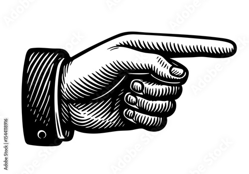 Vintage Hand Pointing Right with Cuffed Sleeve