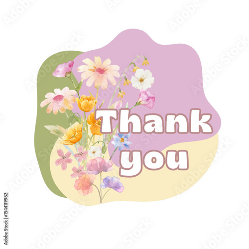 thankyou sticker with flowers 