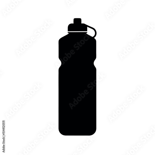 Minimal silhouette vector of a water bottle on a white background. Perfect for hydration icons, fitness apps, eco-friendly products, packaging design, and lifestyle branding.

