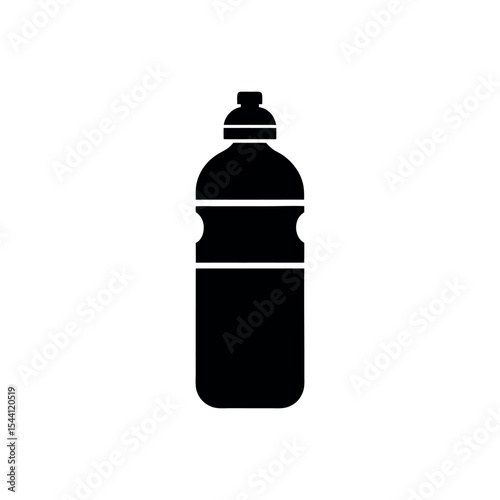 Minimal silhouette vector of a water bottle on a white background. Perfect for hydration icons, fitness apps, eco-friendly products, packaging design, and lifestyle branding.

