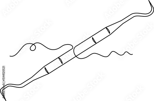 one line art Dental Pick vector illustration. line art, one continuous line, simple, hand drawn and sketch style. for icons, symbols, signs or logos. PNG