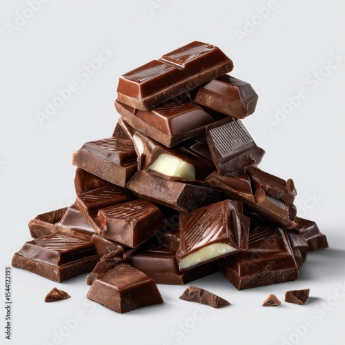 Pile of chocolate pieces with filling, perfect for dessert, snack, or confectionery use cases.