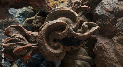 Ornate rusted artifact Curled floral adornment