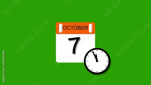 4K calendar animation October 1 date 2025 animation. clock and black background clean and stunning 4k animation.