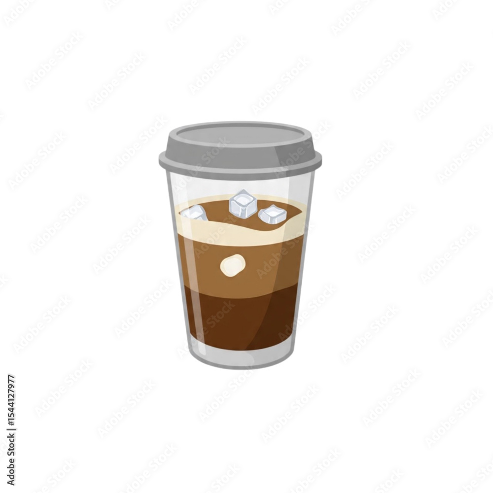 Trendy Iced Milk Coffee in Takeaway Cup – Flat Vector Illustration Trendy Iced Milk Coffee in Takeaway Cup – Flat Vector Illustration