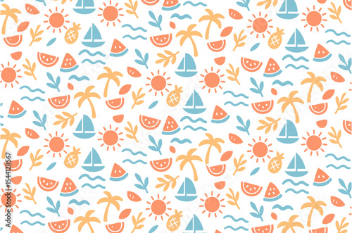  Cheerful Summer Beach Icons Pattern