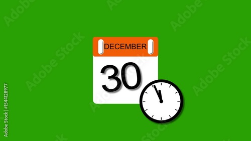 4K calendar animation December 2 date 2025 animation. clock and black background clean and stunning 4k animation.