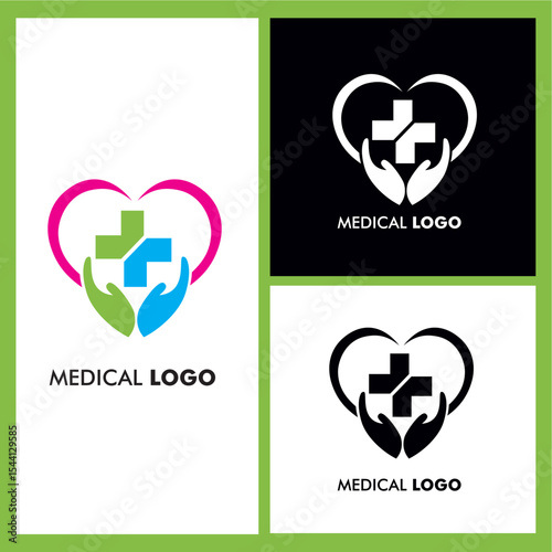 Medical Logo modern design with pink green blue colour for medical logo brand