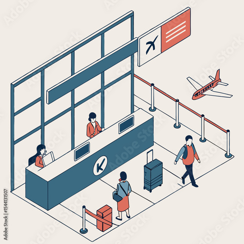 Airport check in counter passengers airline travel flight boarding