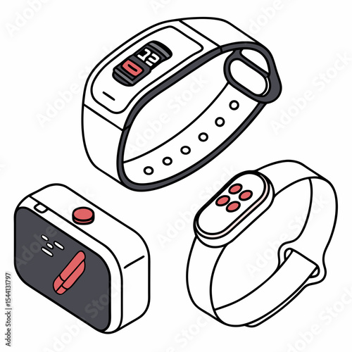 Modern smartwatches fitness trackers digital devices technology gadgets wearable electronics
