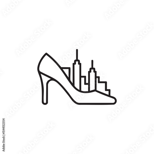 High heel design with city skyline for fashion ideas