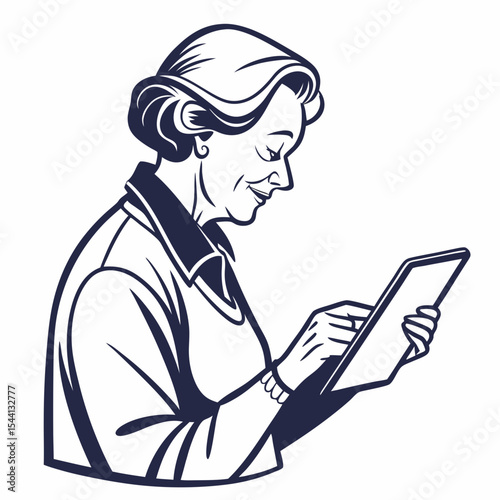 Senior woman using tablet computer technology elderly person digital device