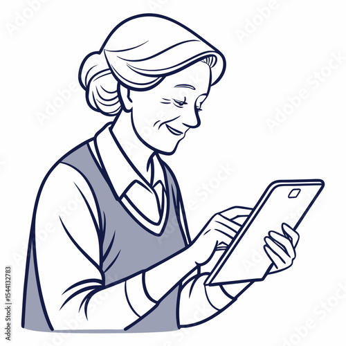 Senior woman using tablet smiling happy technology elderly digital device