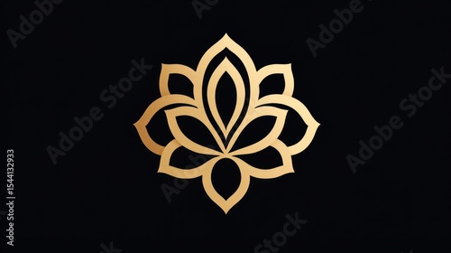 Ornate gold lotus flower logo design.